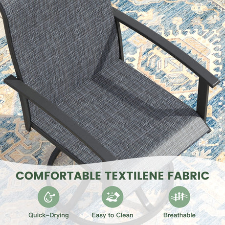 Vicllax Juego de comedor para patio de 5 piezas, mesa de comedor redonda de 42" y sillas giratorias para exterior 