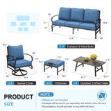 Vicllax Patio Conversation Set with Cushioned Sofa Chairs, Ottomans and Coffee Table(Beige or Navy Blue)