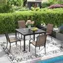 Vicllax 5 PCS Patio Dining Set, Outdoor Square Metal Table and Stackable Chair Set