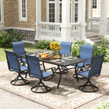 Vicllax 7/9 Pieces Outdoor Dining Set with Black Metal Rectangular Table and Textilene Swivel Chair