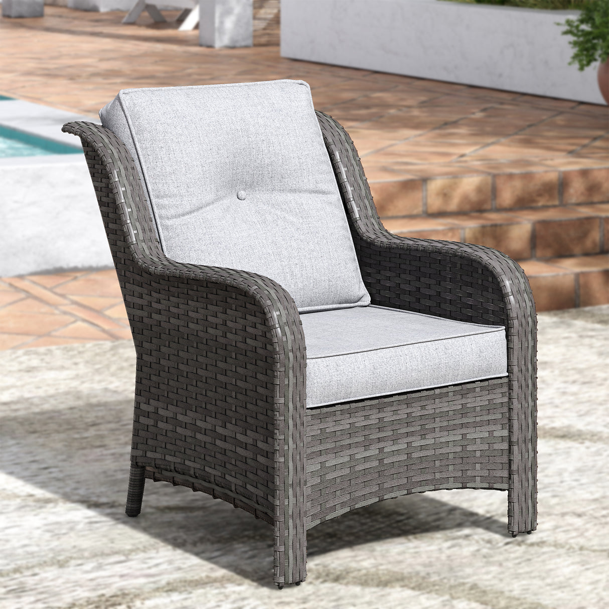Vicllax Patio Wicker Oasis Lounge Sofa, Single Chair Set of 2