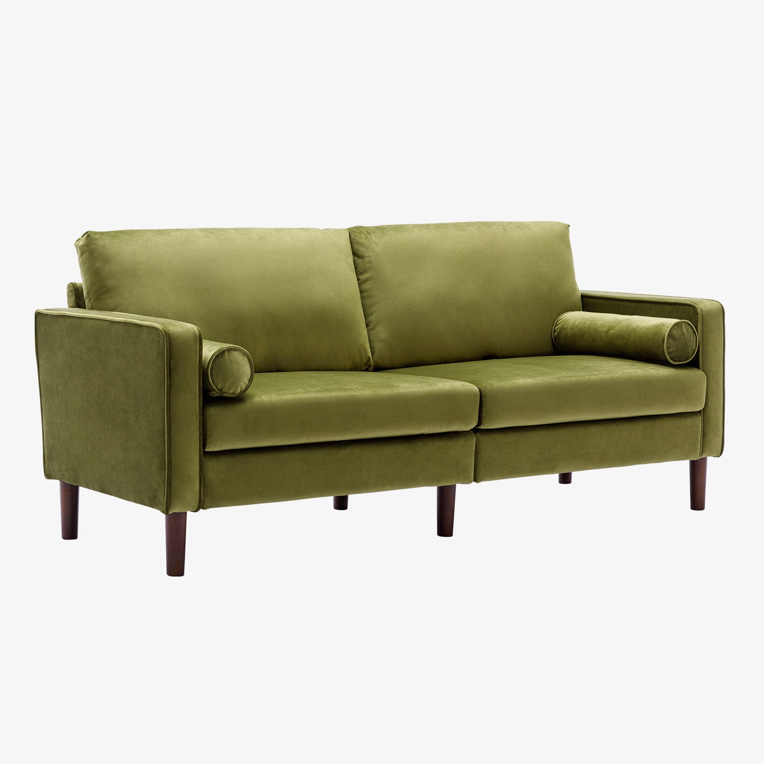 Evo 77” Mid-Century Loveseat, Modern Sofa with Two Upholstered Cushions