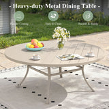 63" Round Metal Outdoor Dining Table for 10 People - Adjustable Umbrella Hole - 5 Colors