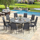 Vicllax 11-Piece Outdoor Dining Set, 63” Round Metal Table and Skyline Stackable Chair