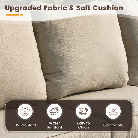 Vicllax 5/7 PCS Wicker Outdoor Conversation Set Patio Sectional Sofas with Glass Coffee Table