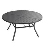 Vicllax Round Patio Dining Table for 4/6/8, Outdoor Large Metal Table