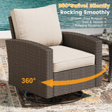 Vicllax 3/5 Pcs Patio Sofa Set, Wicker Outdoor Conversation Set with Sofa Chairs and Ottomans