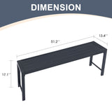 Vicllax 51" Outdoor Bench for Lawn Garden, Backless Patio Garden Bench