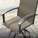 Vicllax 7 pcs Outdoor Dining Set,  Rectangular Metal Table and 6 Textilene Swivel Dining Chairs