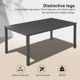 Vicllax 3-Piece Rectangular Metal Outdoor Dining Table and Bench Set