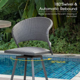 Vicllax Outdoor Swivel Wicker Padded Bar Chairs