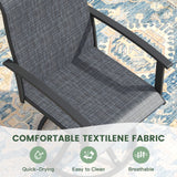 VICLLAX 5-pcs Outdoor Dining Set, 41” Round Metal Table with Umbrella Hole & 4 Swivel Textilene Chairs