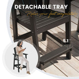 Vicllax Outdoor HDPE Adirondack Bar Chair, Patio Bar Stools with Umbrella Hole