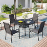 Vicllax 5 Pcs Outdoor Dining Set with 40.6" Round Metal Table and High Back Stackable Chair