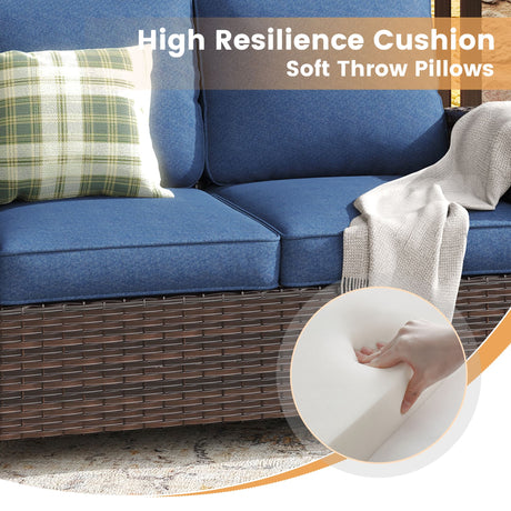 Vicllax Patio Wicker Oasis Lounge Set, 9 Seater with Fire table