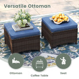 Vicllax 4 Pieces Patio Wicker Oasis Lounge Set, 3-Seater with Ottoman