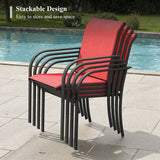 VICLLAX 11-Pcs Outdoor Dining Set, 63” Round Metal Table with Umbrella Hole & 10 Stackable  Chairs