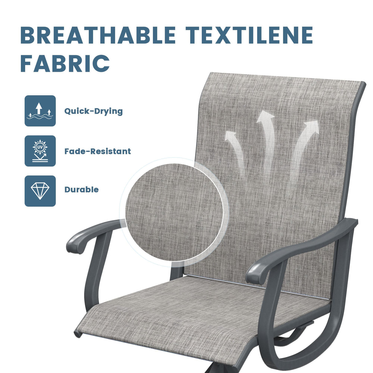 Vicllax 3-Piece Patio Bistro Set, Outdoor Swivel Chairs and 27.6" Small Metal Table With Storage Rack