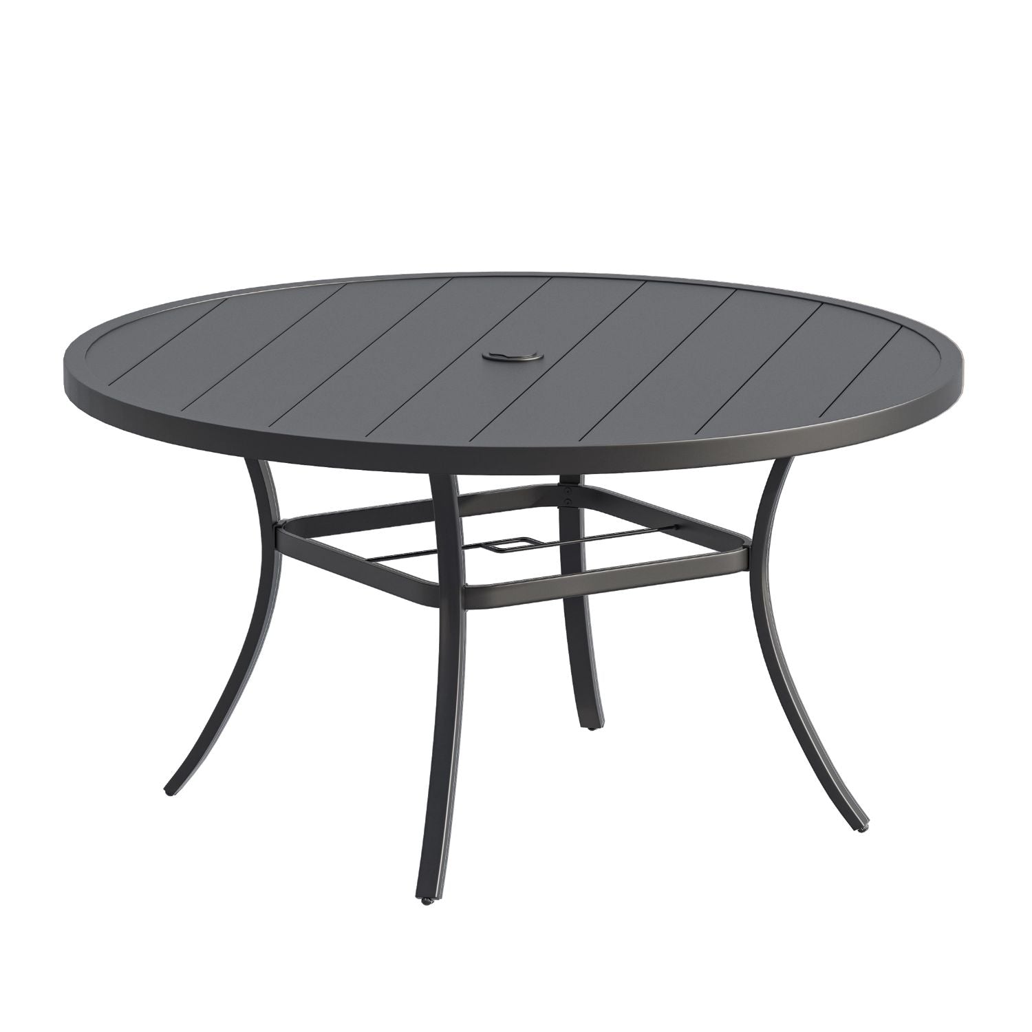 Vicllax 54" Outdoor Round Metal Dining Table with Umbrella Hole for 6, 8