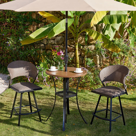 Vicllax Mesa de bar redonda para patio al aire libre de 28" con orificio para sombrilla