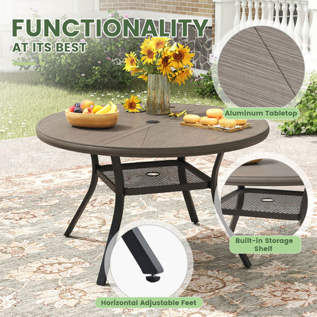 Vicllax 5 Pieces Outdoor Dining Set, Premium Metal Round Table and Paddad Swivel Chairs