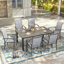 Vicllax 7 Pieces Outdoor Dining Set, Patio Rectangular Metal Table and Skyline Stackable Chair