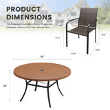 Vicllax 7 Pieces Outdoor Dining Set, 50"Round Table and 6 Stackable Metal  Armchairs
