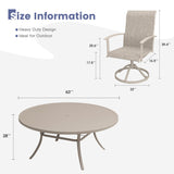 Vicllax Outdoor Dining Set for 8 People, Patio 63" Round Table with 8 Swivel Chairs Set