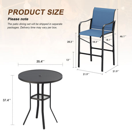 Vicllax 3/5 PCS Outdoor Bar Set, Patio High Bar Chairs and Round Bar Table