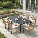 Vicllax 7 Pieces Outdoor Dining Set, Patio Rectangular Metal Table and Alora Stackable Chair