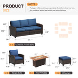 Vicllax Versatile Wicker Patio Set: 9 Pieces with Fire Table & Ottoman