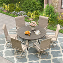 Vicllax 7 Pieces Outdoor Dining Set with 48" Round Dining Table and Swivel Chairs