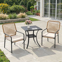 Vicllax 3-Piece Patio Bistro Set, Alora Stackable Chair and 27.6" Metal Square Table