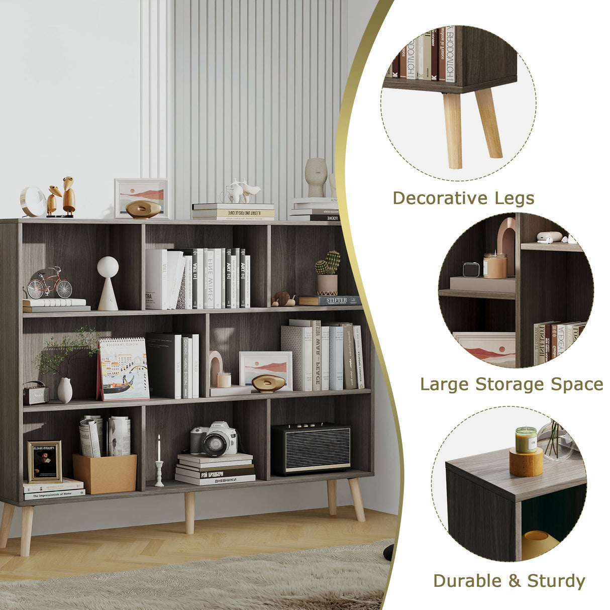 Vicllax Open Bookshelf with Legs, Storage Cube Floor Standing Display Shelf