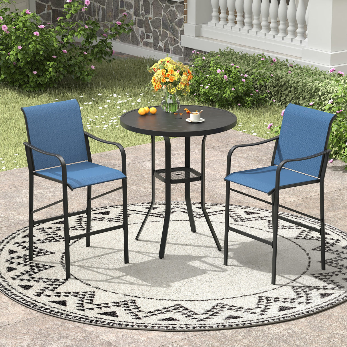 Vicllax 3/5 PCS Outdoor Bar Set, Patio High Bar Chairs and Round Bar Table
