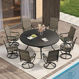 Vicllax 7/9 Pieces Outdoor Dining Set with Patio Round Dining Table and Swivel Chairs