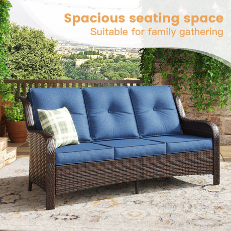 Vicllax Patio Wicker Oasis Lounge Set, 9 Seater with Fire table