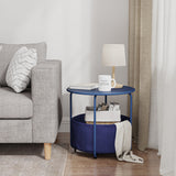 Vicllax Metal Round Side Table, Outdoor/Indoor End Table with Storage