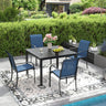 Vicllax 5 PCS Patio Dining Set, Outdoor Square Metal Table and Stackable Chair Set