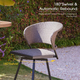 Vicllax 3/5 PCS Outdoor Swivel Bar Set, Patio Wicker Bar Chairs and Square Bar Table