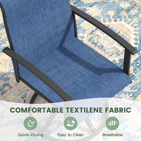 Vicllax Juego de comedor para patio de 5 piezas, mesa de comedor redonda de 42" y sillas giratorias para exterior 