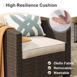 Vicllax Patio Furniture Set, Wicker Outdoor Conversation Set with Cushioned Sofa Chairs and Ottomans