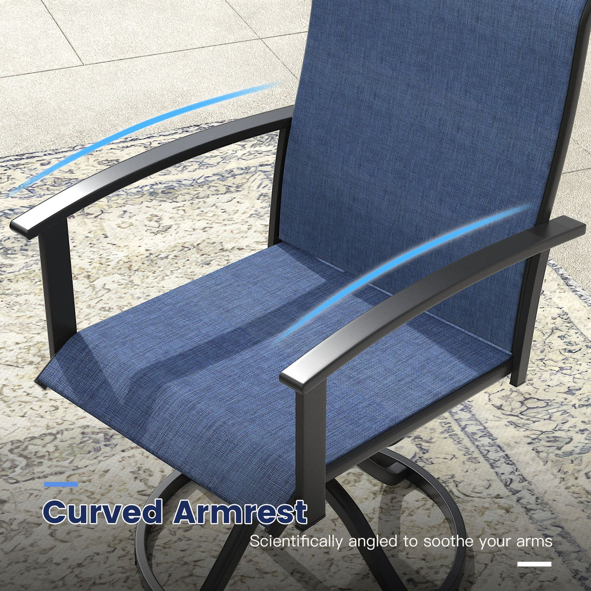 Vicllax 7 Pcs Outdoor Dining Set, Rectangular Metal Table with Storage Shelf and 6  Swivel Chairs