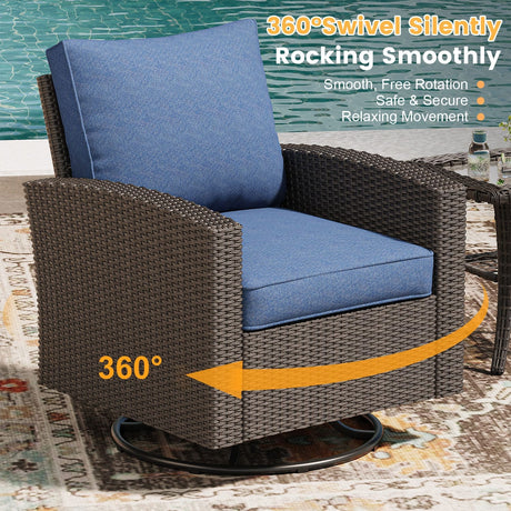 Vicllax Patio Sofa, Wicker Swivel Sofa Chairs, Rattan Sun-Drenched Lounge Seating