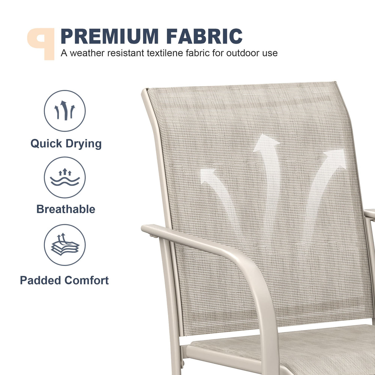 Vicllax Juego de comedor para exterior de 9 piezas con mesa redonda de metal de 54" y sillones de textileno 