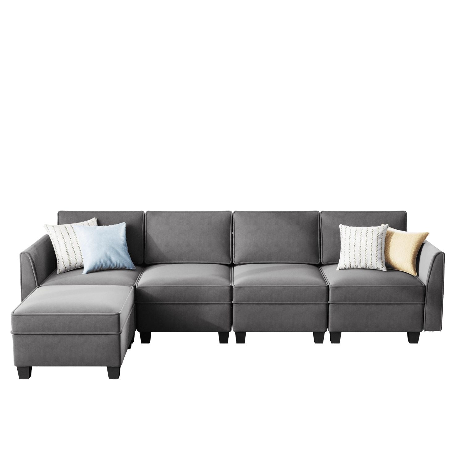 Caleb Modular Velvet Sectional Sofa Couch with Storage and Chaise