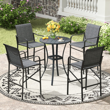 Vicllax 3/5 PCS Outdoor Bar Set, Patio High Bar Chairs and Round Bar Table