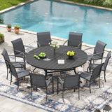 Vicllax Mesa redonda para patio de 42" con estante de almacenamiento y orificio para sombrilla ajustable 