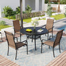 Vicllax 5 Pcs Outdoor Dining Set with 40.6" Round Metal Table and High Back Stackable Chair
