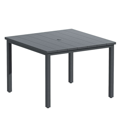 Vicllax Patio Dining Table for 4/6, Metal Dining Table with Umbrella Hole